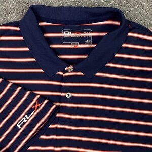 Ralph Lauren RLX Polo Golf Shirt Men's XL Blue Red White Striped Performance